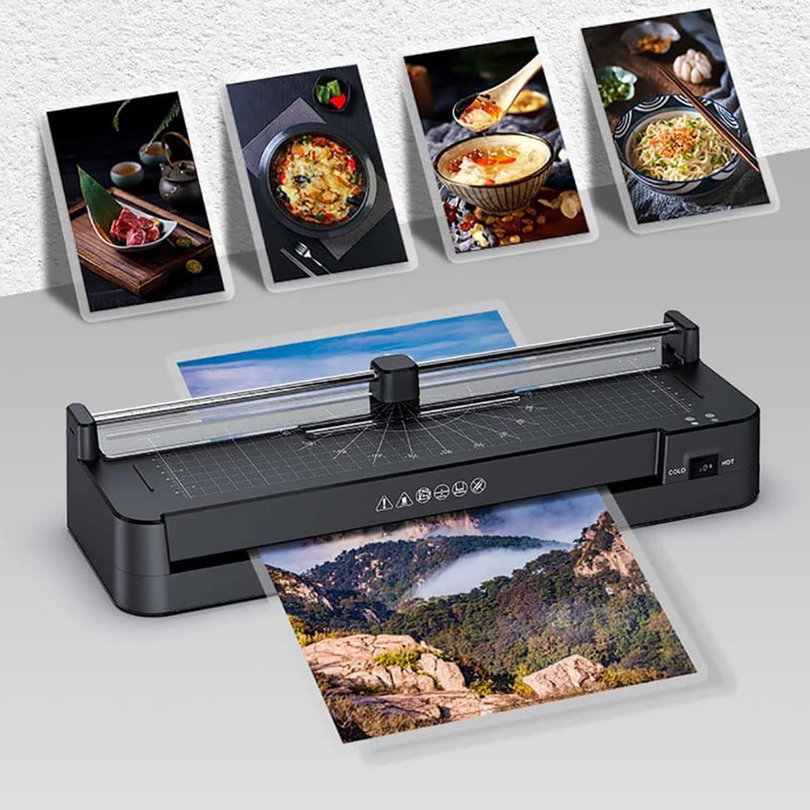 A3 Laminator 355mm/min, Zestaw do Laminowania na Gorąco & Zimno 13 Cali z 20 Foliami (A3/A4/A5/A6) - Wbudowany Trymer Papieru, Zaokrąglacz Rogów & Dziurkacz