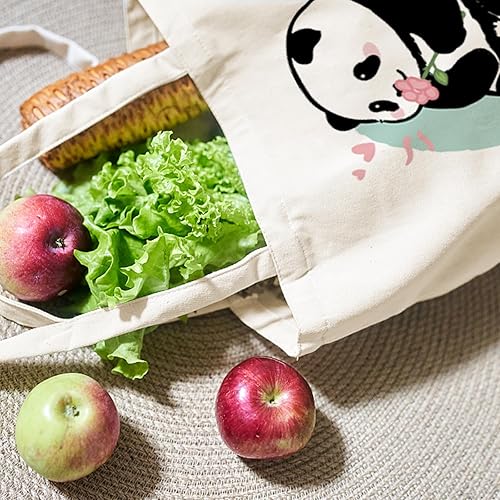 Miniatura 7 de Bolsa de compras de lona grande reutilizable con cierre de cremallera para mujer, elegante bolsa impresa con un colgante de oso para niñas