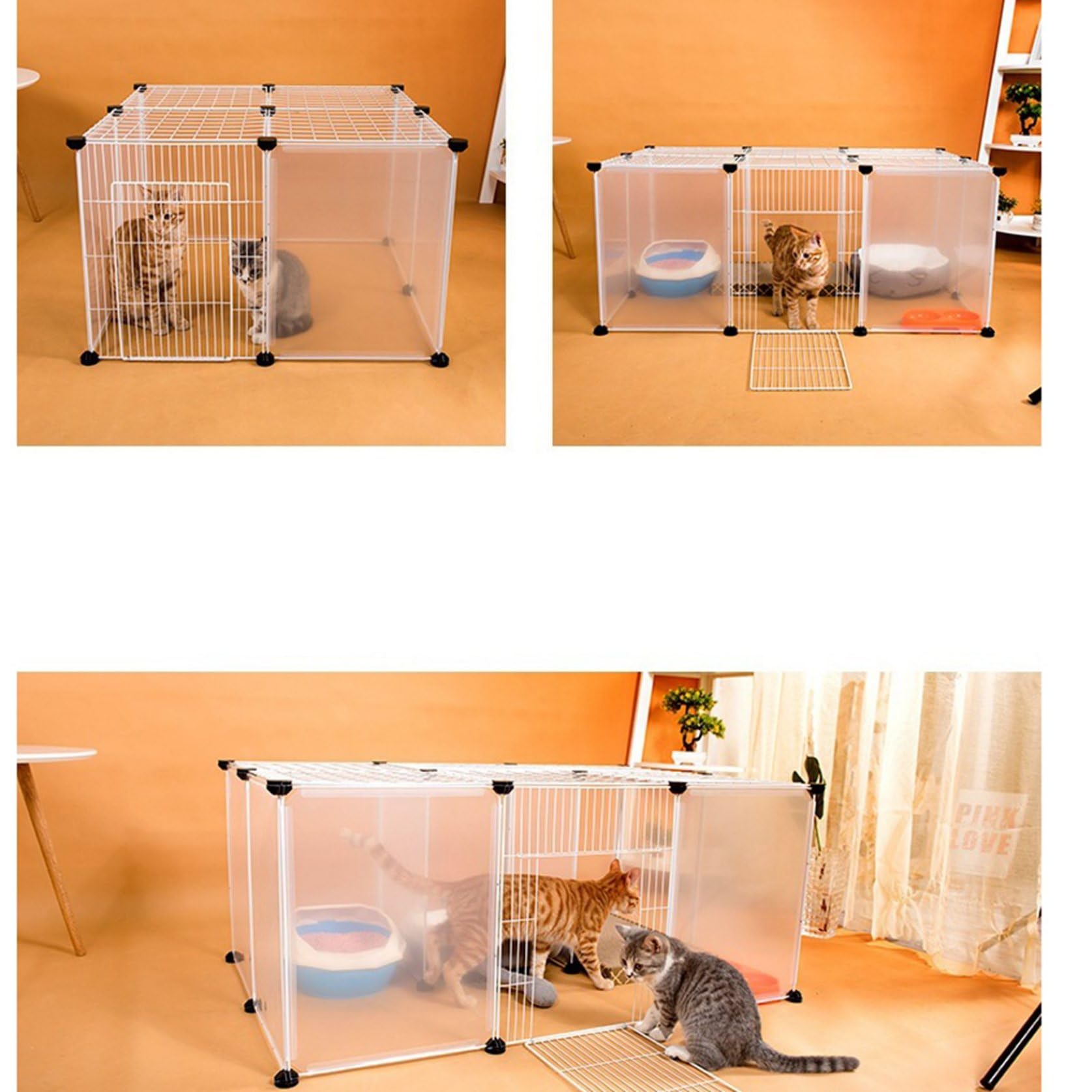 Amazon.co.jp: ペットサークル 猫・犬用 うさぎ 半透明パネル ABS樹脂