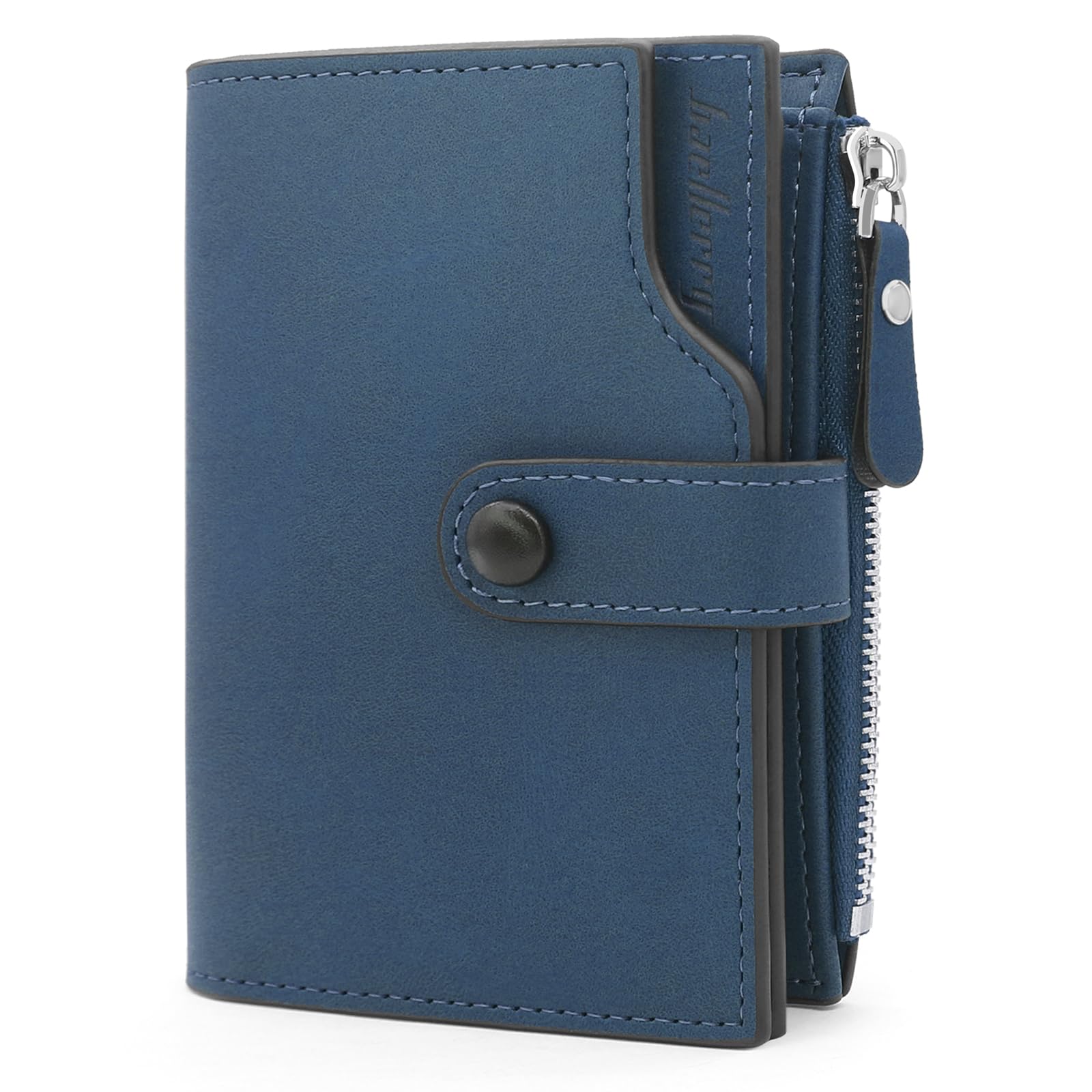 HNOOM Cartera para Hombre con Bloqueo RFID Billeteras con 17 Ranuras Monedero con Cremallera | Regalo Ideal para Hombres | Protección Antirrobo | Cartera Pequeña y Funcional (Azul)