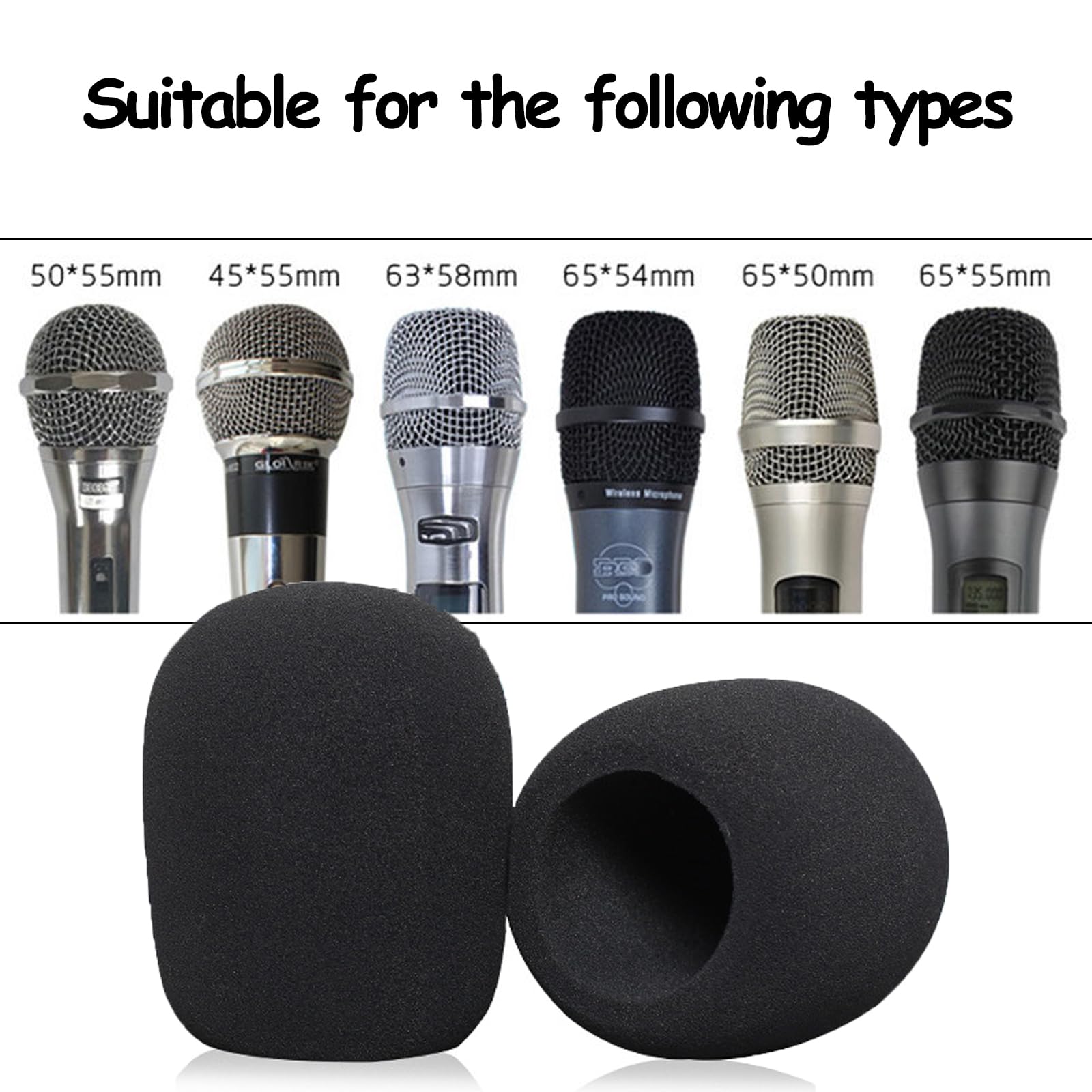 Musiin Microphone Foam Windscreen Compatible with AKG P120, P220, P420, P820, C3000, C414 XLS, C414 XLII Microphone Antipop Foam Cover, Sponge Foam Filter, Mic Wind Cover (Black) 2 Pack