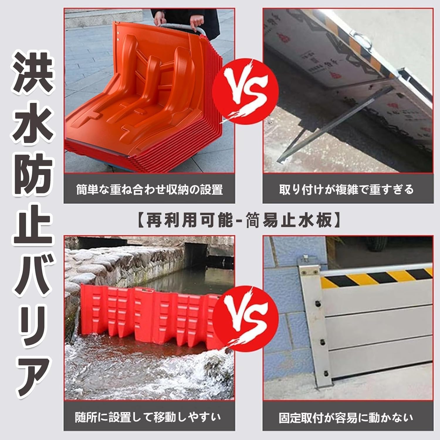 止水板 6pcs 2023年最新 人気水板 水害対策 小型軽量タイプ止水板 株式会社錦 改善されました止水板 幅82×高さ75×奥行66cm（8-11日配達） Amazon｜LEMMAN 【2024業界新発想】改良止水板大きな取っ手 緊急水害