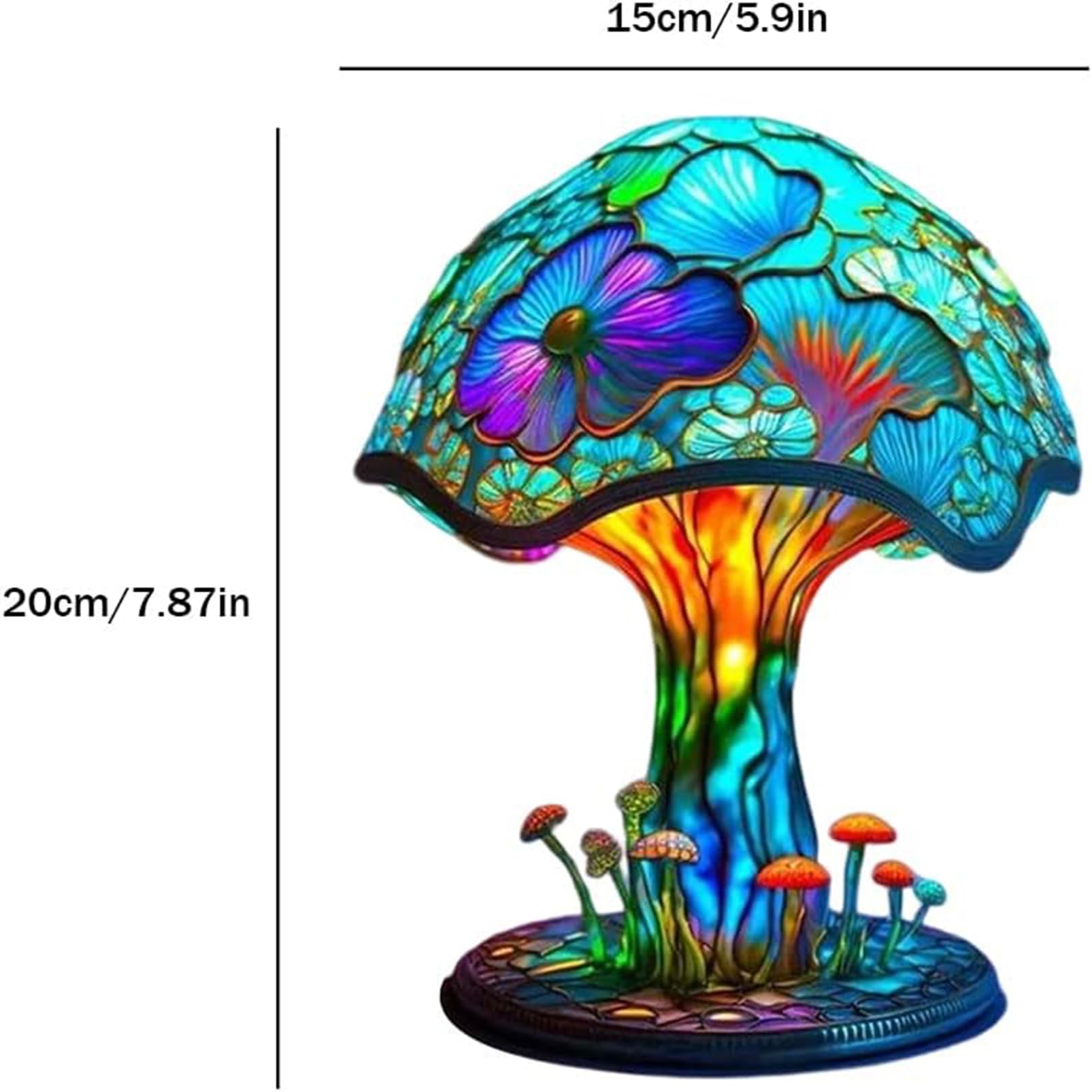 Rehenbsem Painting Mushroom Table Lamp, 2023 New Stained Glass Plant Night Light,Bohemian Resin Mushroom Decorative Bedside Lamp for Bedroom Living Room Home Office Decor Gift (M)