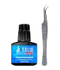 Stacy Lash Extra Strong Evolution Eyelash Extension Glue 10ml & STL-10 Curved Tweezers for ExtensionsBlack Adhesive 1-2 Sec Drying TimePrecision Stainless Steel ToolProfessional Supplies