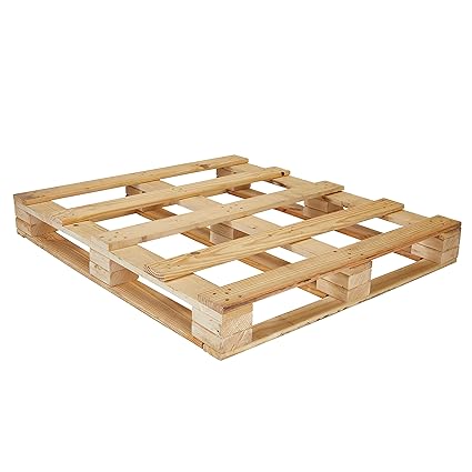 Greaton, 4 Way Wooden Pallets, Easy for Commercial Use, Fully Assembled, Strong Sturdy Structure, 1 Pcs, Wood Finish