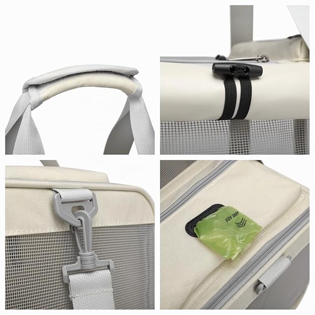 Foto 8 de 8 de Transportín Bolsa Porta Mascota Gato Perro 8kg, Bolsa Bandolera para Viaje con Cremalleras de Seguridad