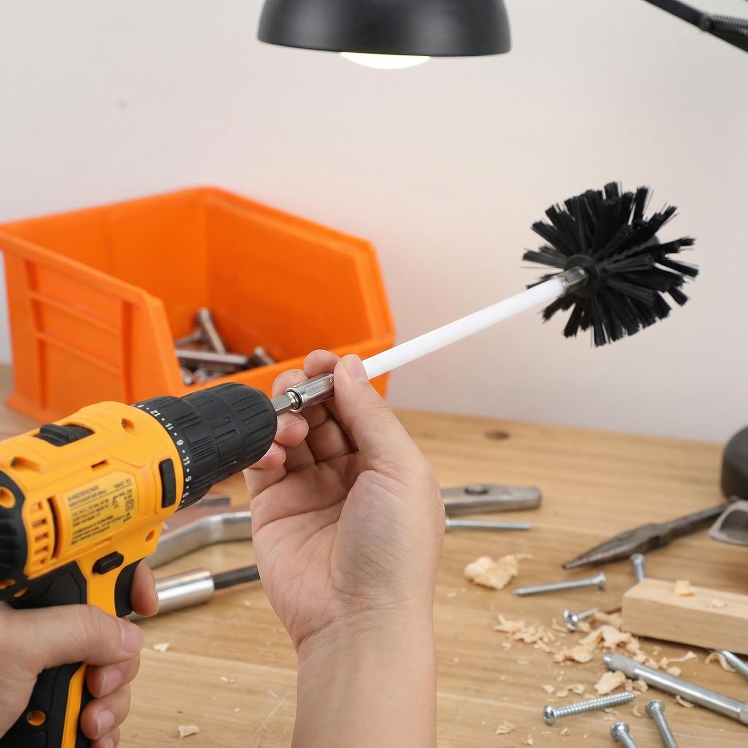 LALAFINA 15ft Chimney Sweep Brush Kit with 4-inch Vent Brush Head, Flexible Rods, Hex Connector, and Pipe Cleaning Accessories for Fireplace and Dryer Vent Maintenance
