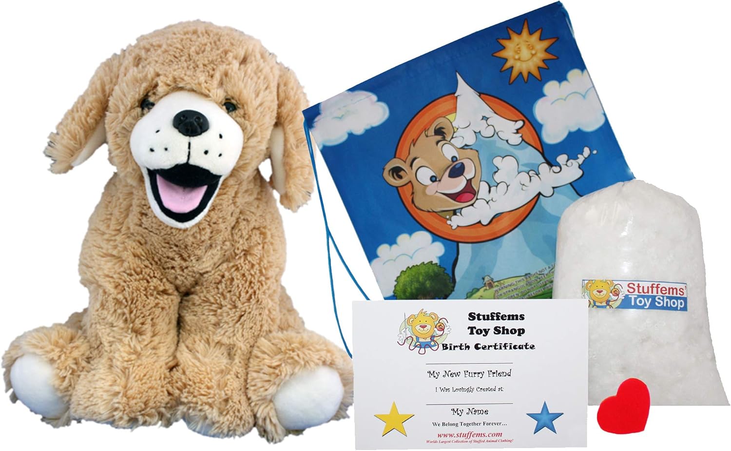 Make Your Own Stuffed Animal 16" "Goldie The Lab/Retriever - No Sew - Kit with Cute Backpack!