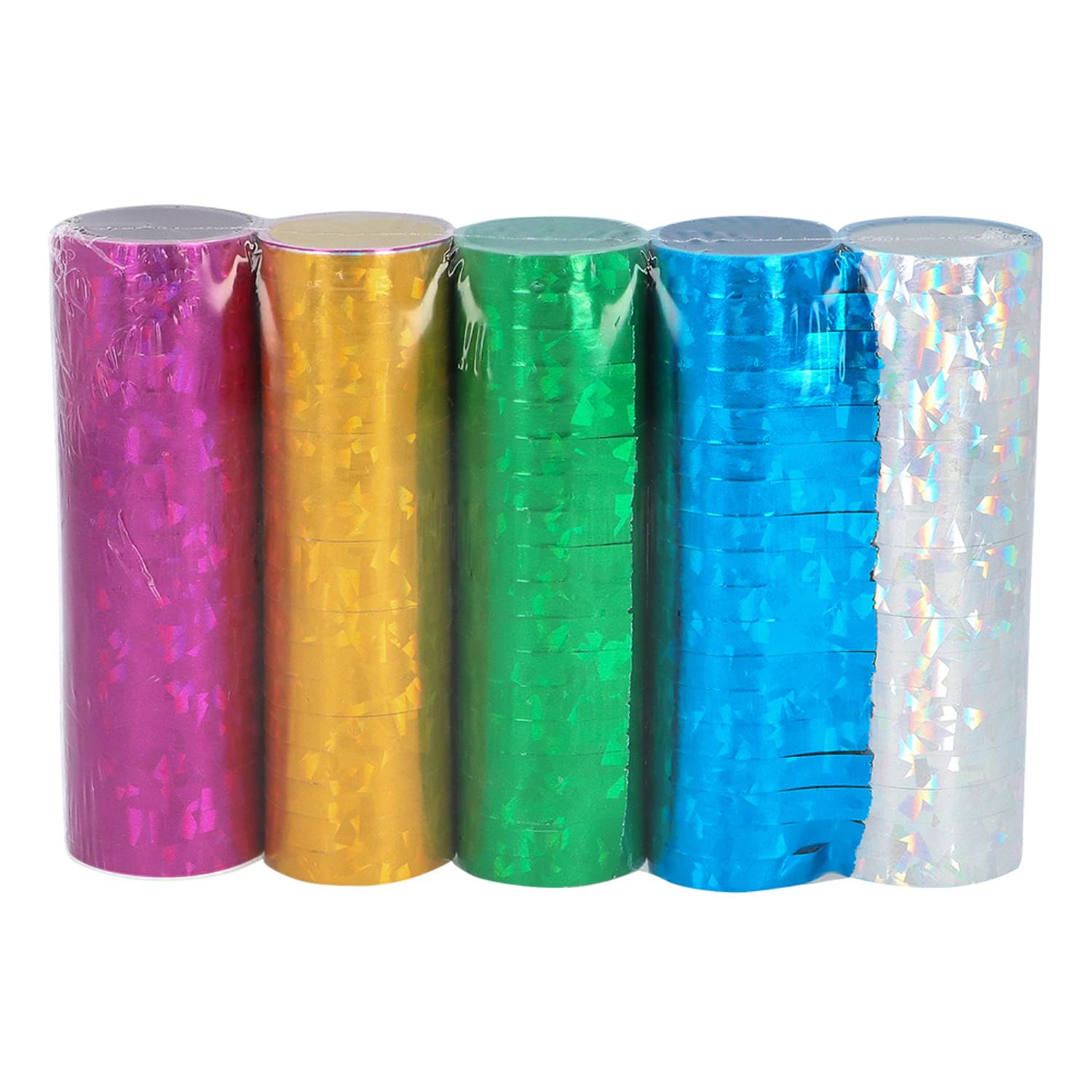 Boland 42029 - Festoni metallici olografici, 5 rotoli da 18 festoni ciascuno per decorazioni o feste di compleanno