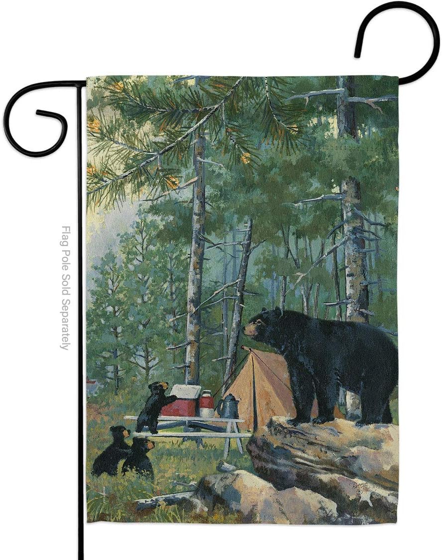 Breeze Decor G160044 Bears Campsite Nature Wildlife Double Side Decorative Garden Flag, 13" x 18.5" inch, Multi-Color