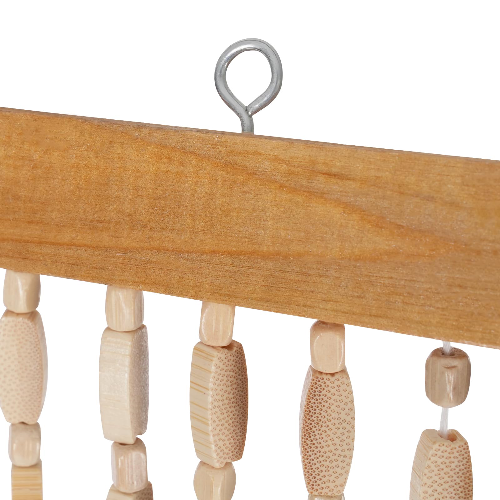 Tenda con perline in bambù, da porta, 52 fili, perline in legno stile retrò, perline naturali, tenda a fili, protezione da insetti e mosche, 90 x 200 cm