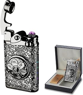 BABOBIU Dual Arc Plasma Lighter Rechargeable Windproof Electric Lighter with Power Display for Camping Fire BBQ Candle Incense Outdoor Adventures Lighters (Black)