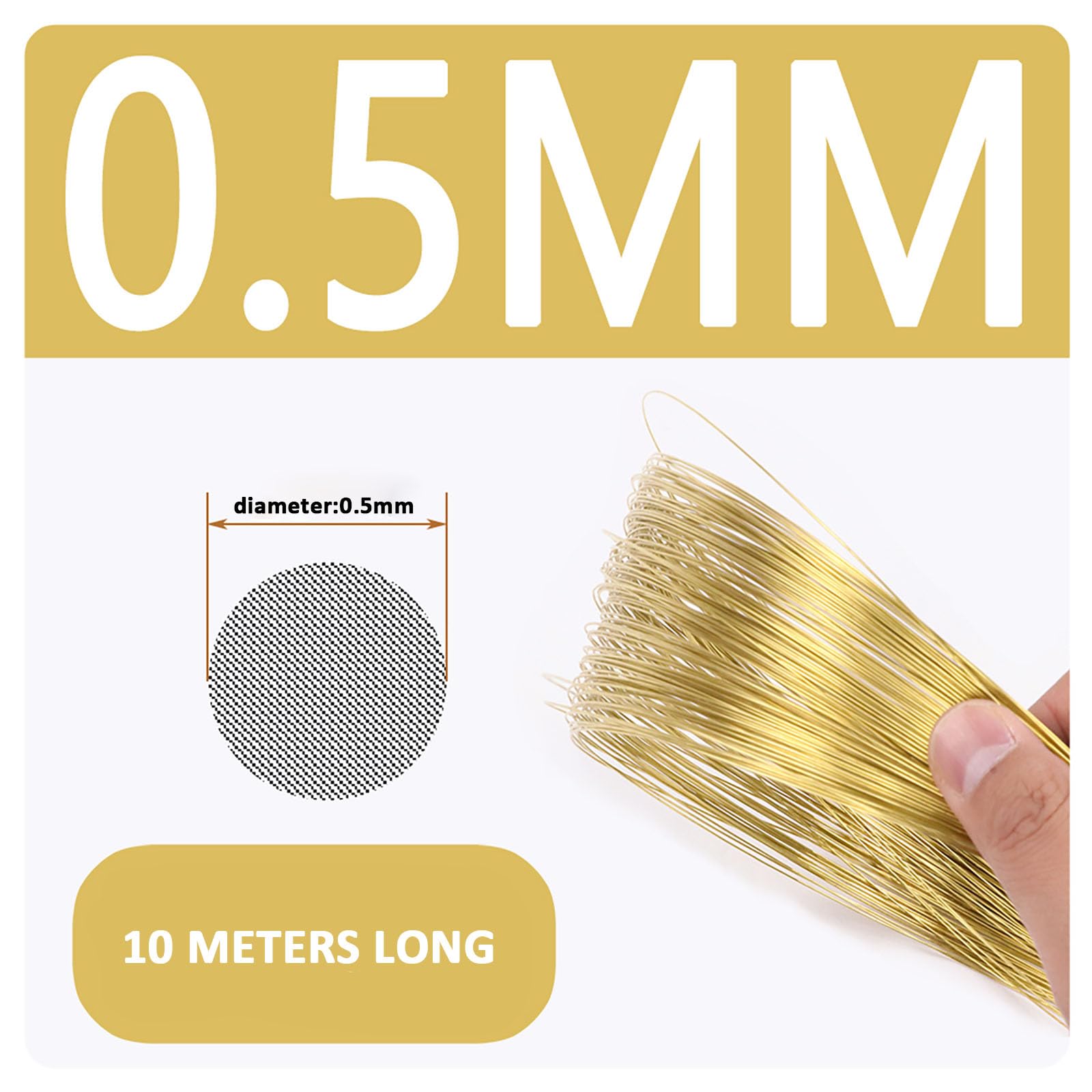 Durchmesser 0,3 mm -,6, Messingdraht, Länge 10 m, geeignet for Kunsthandwerk, Schmuckdesign, Elektrotechnik(0.5mm)