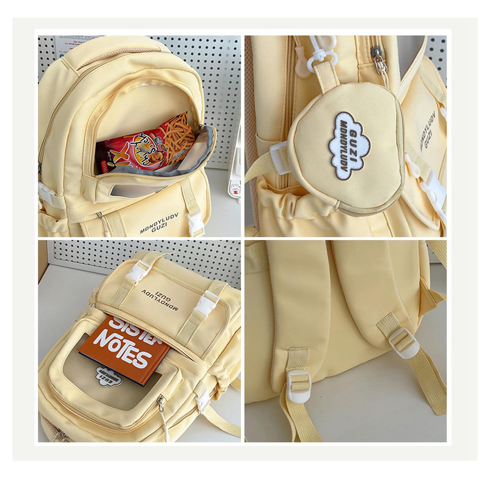 Zaino Scuola Zaino per Donne Zaino per Ragazze Zaino per La Scuola Zaino per La Scuola Zaino di Grande capacità Zaino da Viaggio Trasparente Impermeabile-Rosso