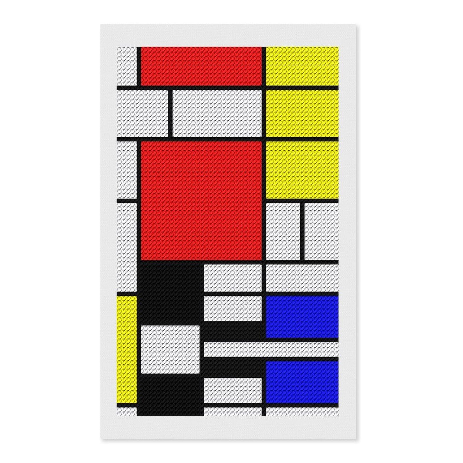 Nclqvjxzkhw Style Mondrian Diamond Art Painting For Adult Round Diamonds Pictures Arts Crafts Home Wall Decor 12"X20"