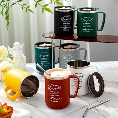 Miniatura 6 de Lallisa 12 tazas de café de viaje a granel de 17 onzas con asa de tapa para mujeres, regalos de agradecimiento, vasos de acero inoxidable, taza
