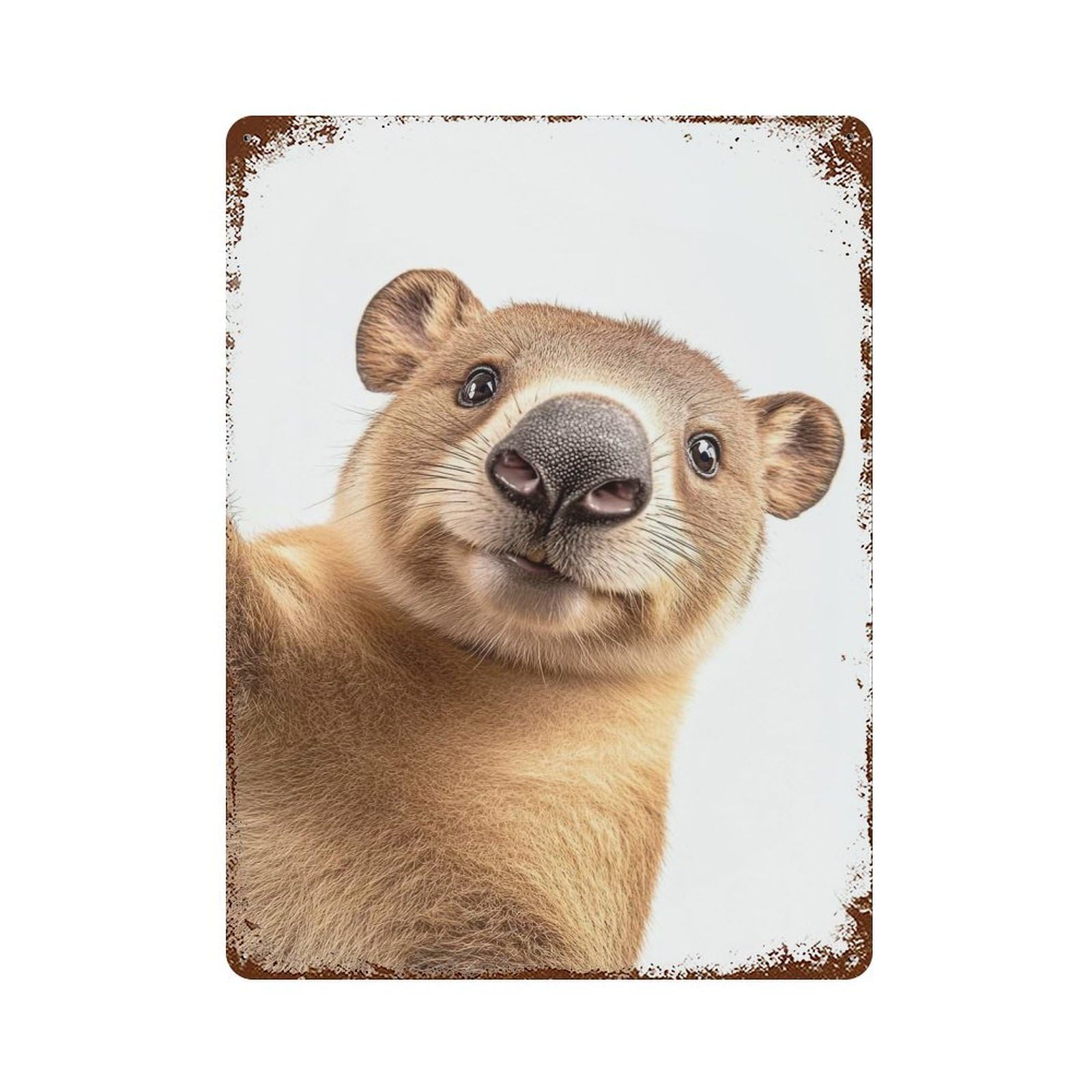 Cute Wombat Selfie Vintage Rust Metal Sign 15.7"x11.8", Farmhouse Wall Decor for Garage, Pub Or Kitchen