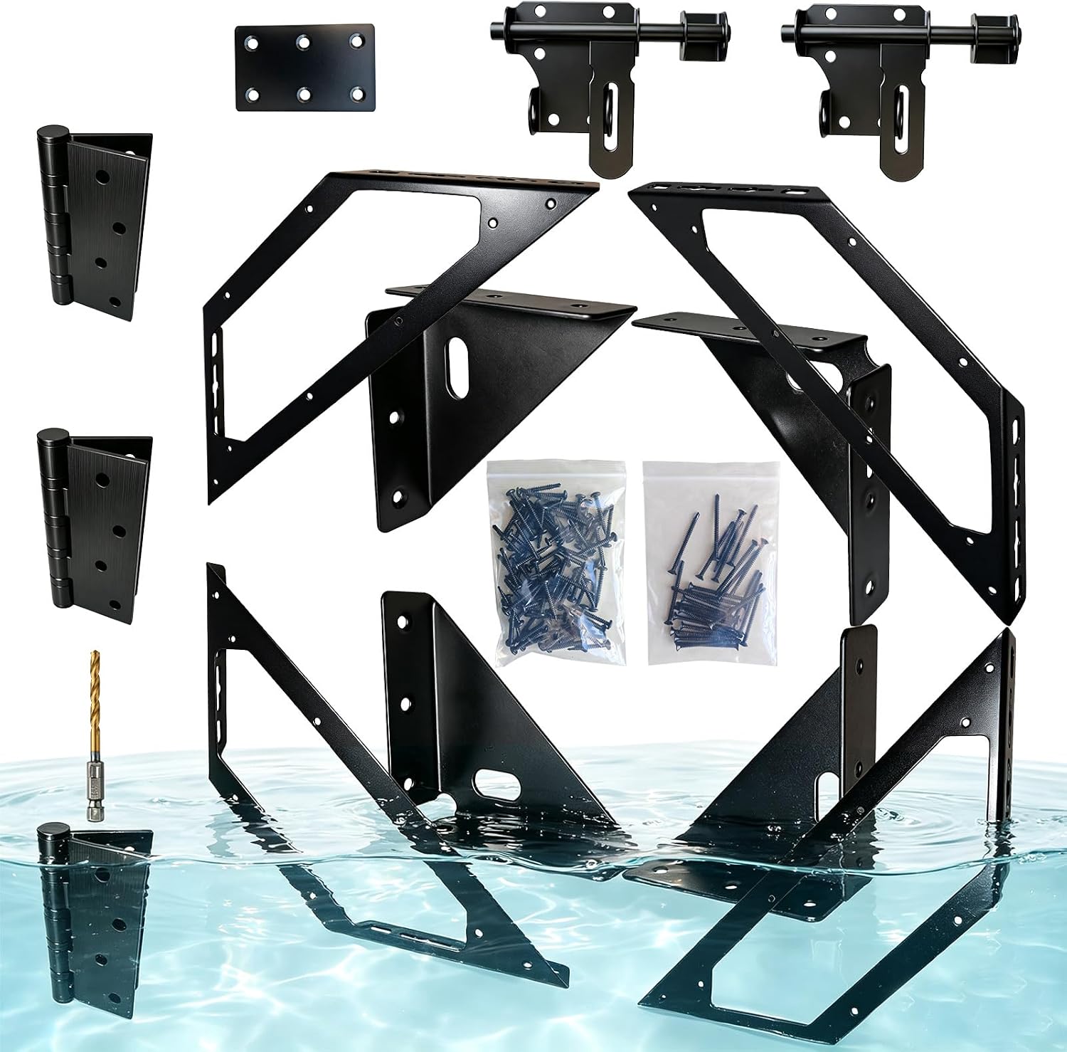 Stainless Heavy Duty Wood Gate Hardware, Double Enhanced Fence Gate Kit