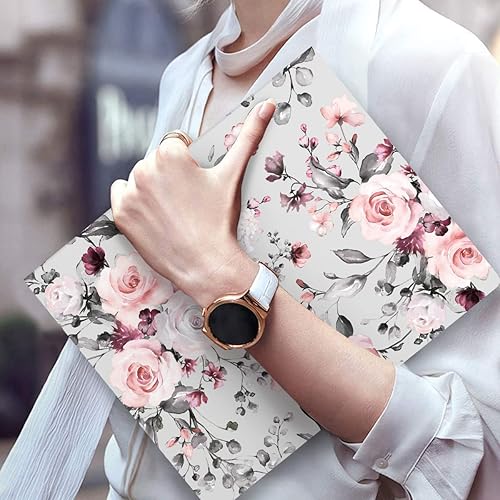 Miniatura 6 de WAVEYU Bonita carpeta de 3 anillos de 1 pulgada con bolsillos interiores de tamaño carta para suministros de oficina escolar, flor azul