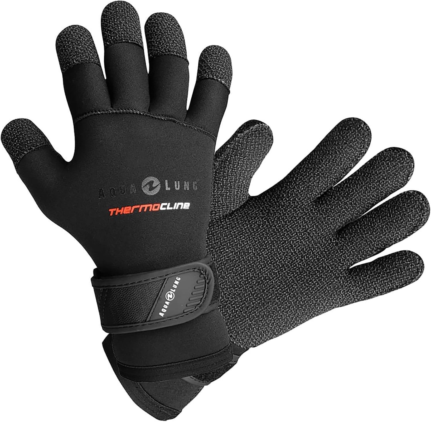 Aqualung Unisex Thermocline K Gloves - Durable Warm Ergonomic Full Finger Diving Gloves with Textured Grip & Adjustable Wrist Closure for Scuba Diving, 3mm/5mm Neoprene