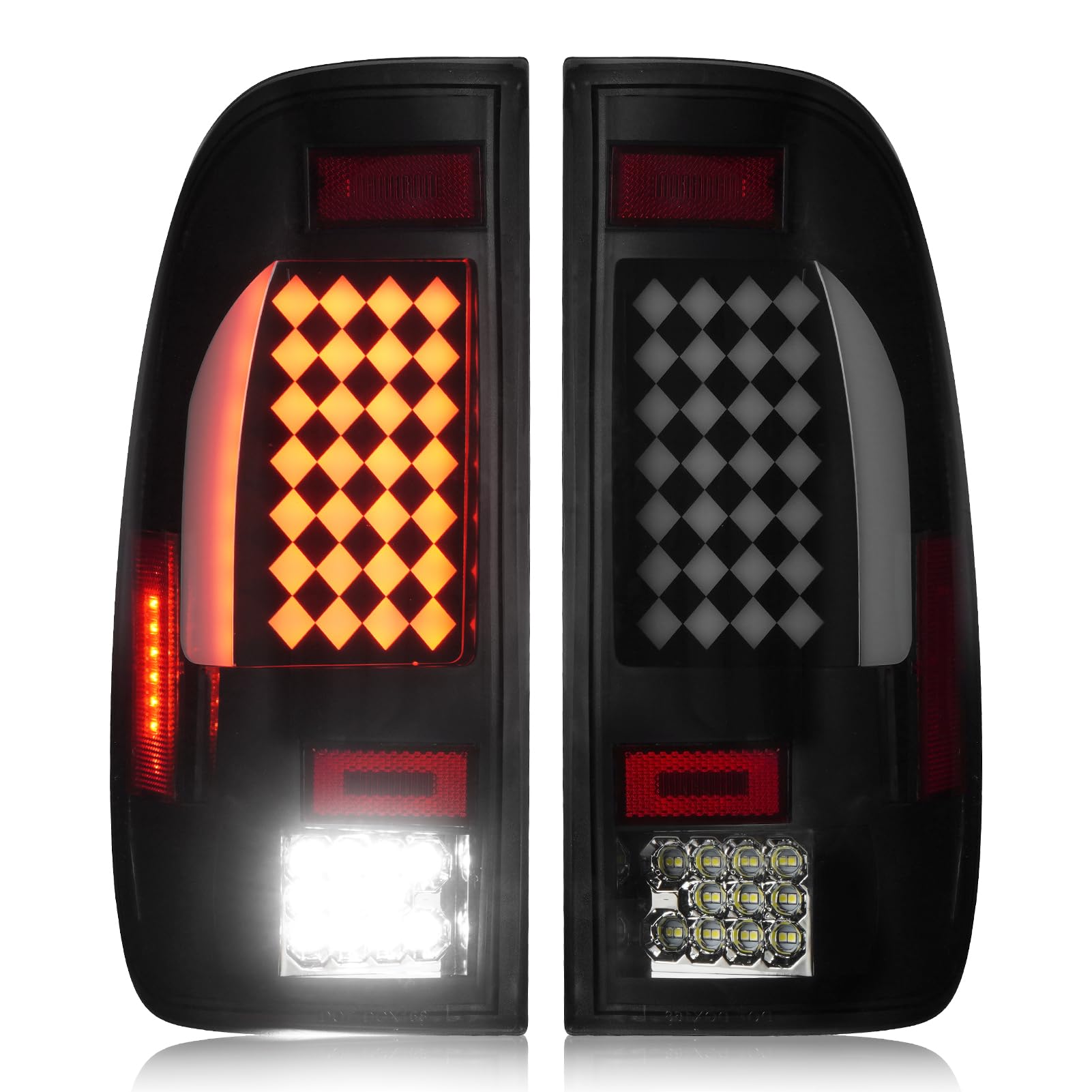 Tail Lights Assembly Fit for Ford F150 1997-2003, F150 Heritage 2004, F250 F350 Super Duty 1999-2007, LED Tube Rear Brake Lamp Taillights Assembly (