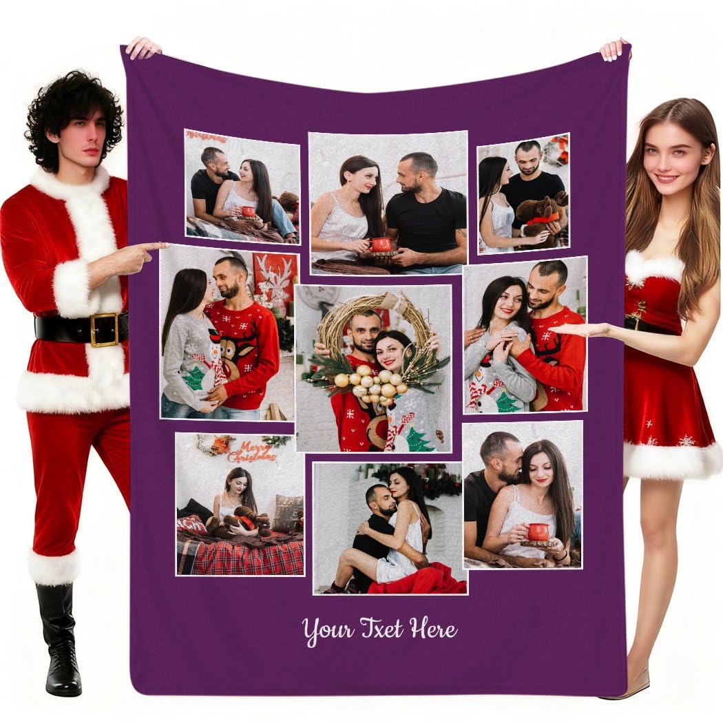 Manta familiar personalizada con 9 fotos/texto, manta personalizada para amigos, Navidad, Halloween, cumpleaños, boda, día de San Valentín, regalos personalizados para mujeres y hombres
