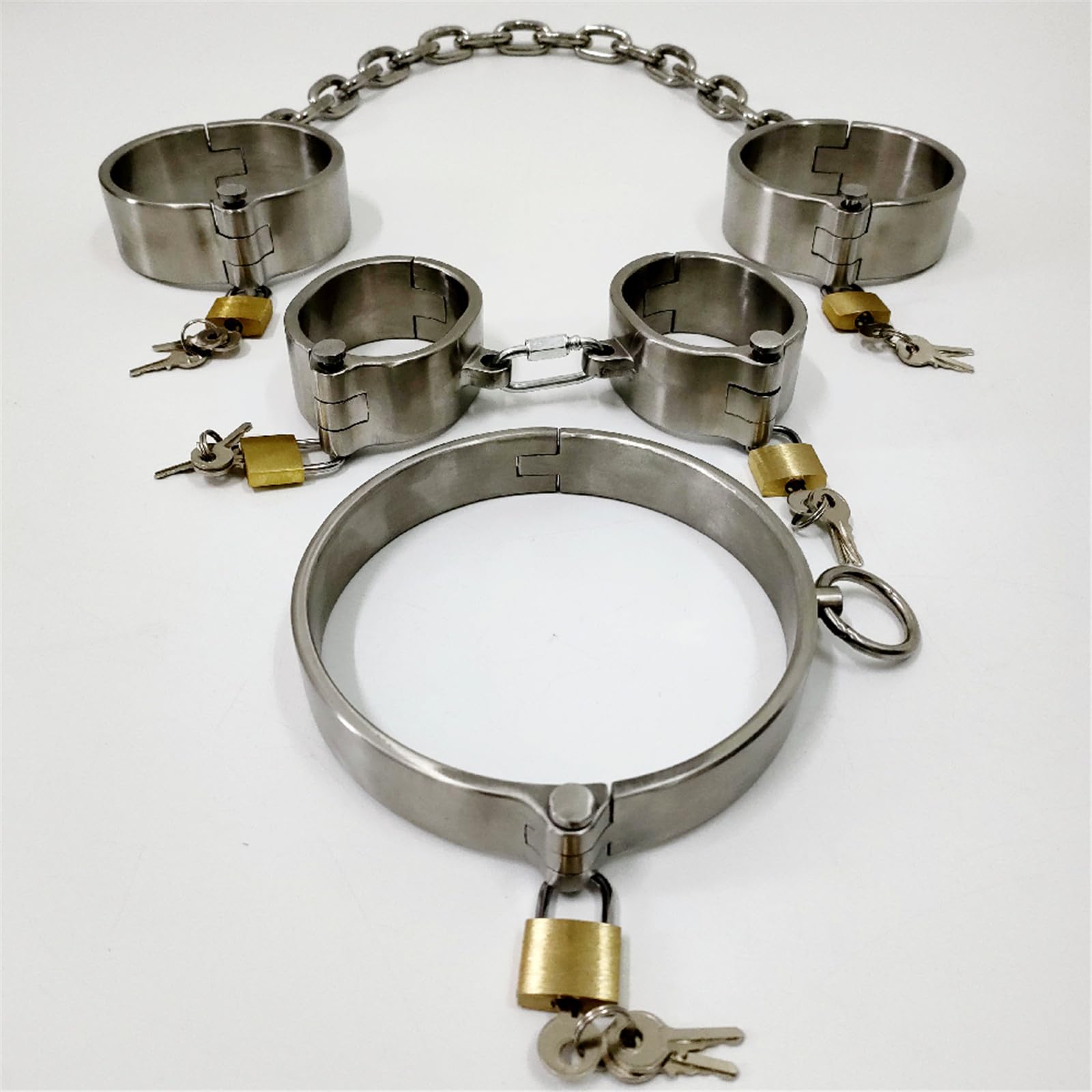 Schwer Metall Handschellen Fußfesseln Mit Eisenkette Handfesseln Fußschellen Halsband SM Bondage Sets Hand Fuß Fessel Sklaven Sexspielzeug Fesselset für Frauen und Männer,Männer