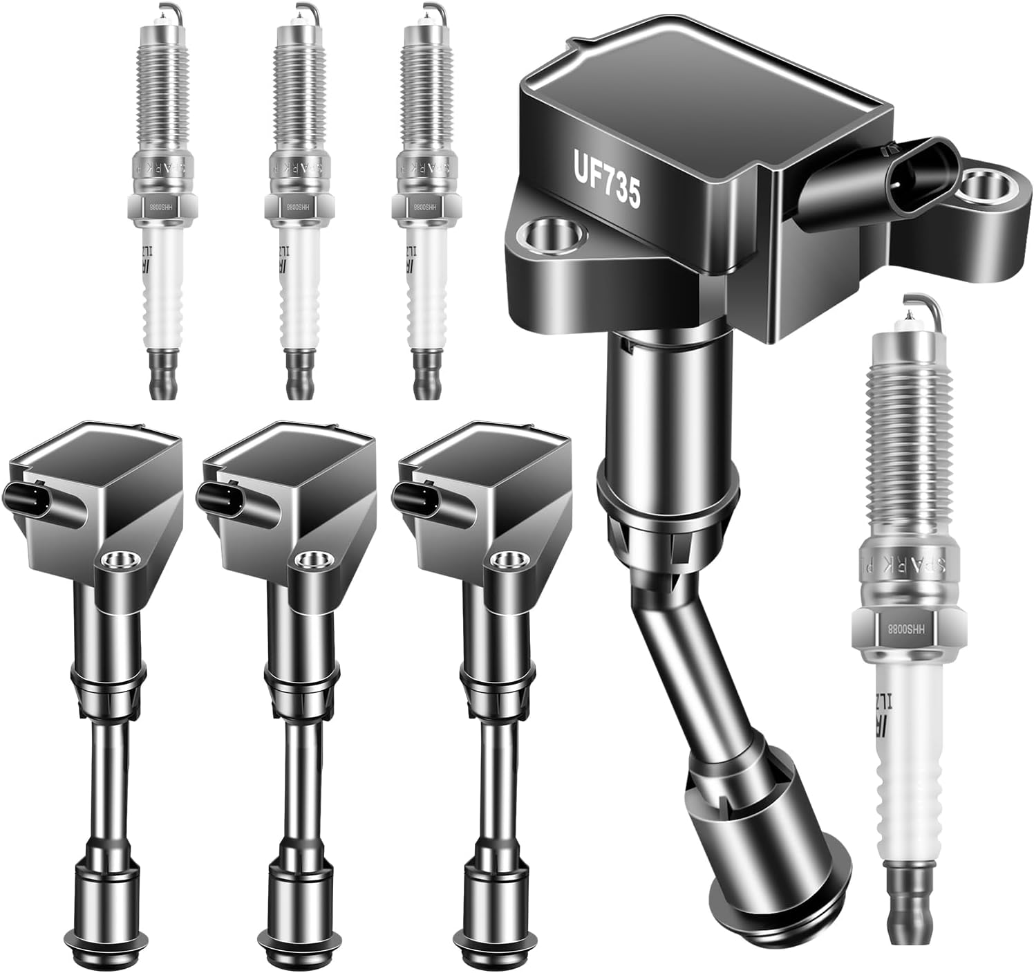 UF735 & SP539 Ignition Coil Pack and Iridium Spark Plugs Set of 4 OEM Automotive Compatible with Ford Fusion 2014 2015 2016 2017 2018 2019 2020/Escape 2017-2019 L4 1.5L UF-735 DG-552 GN10645