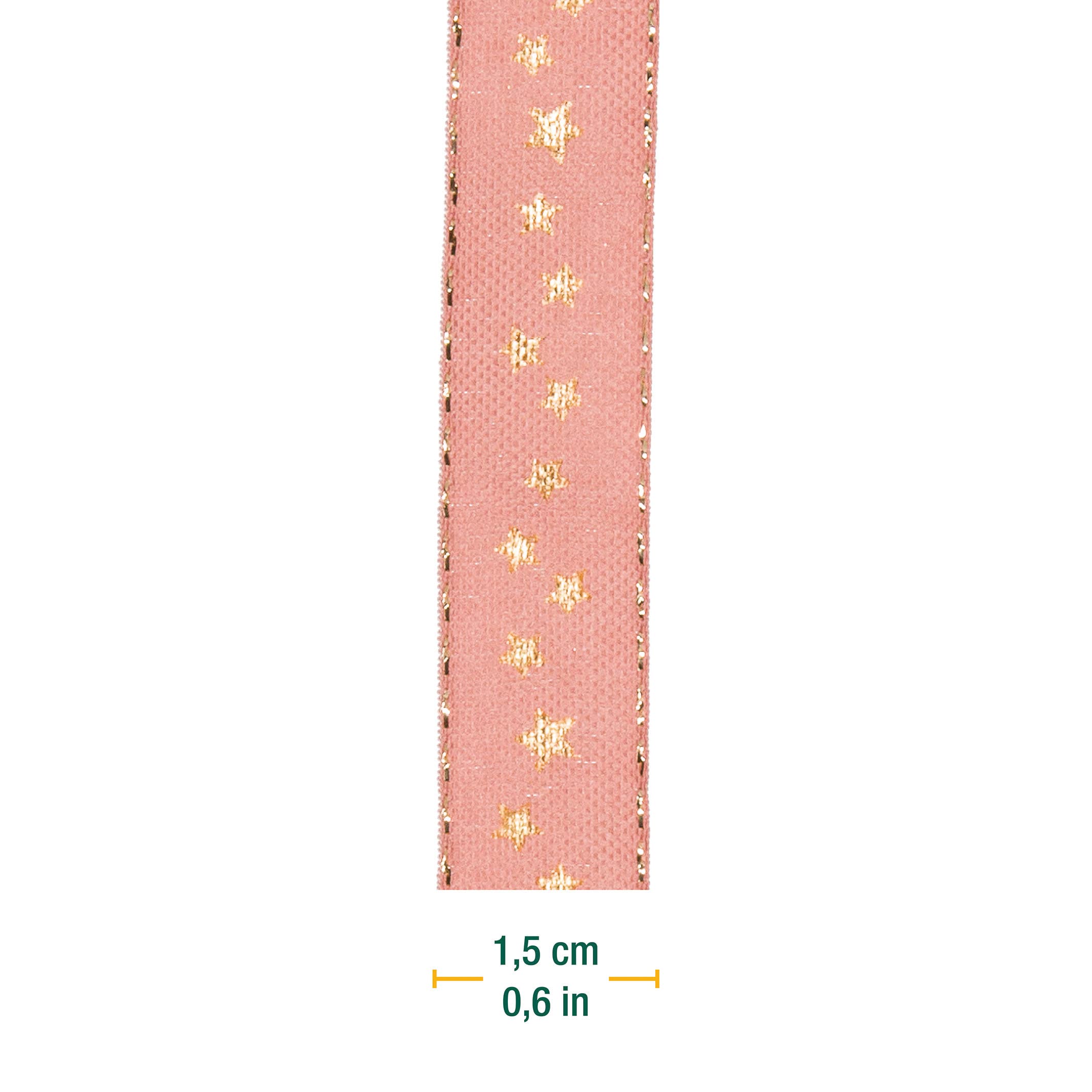 Halbach Seidenbänder 295 Stars Christmas Ribbon Polyester Pink 1.5 cm - Image 2