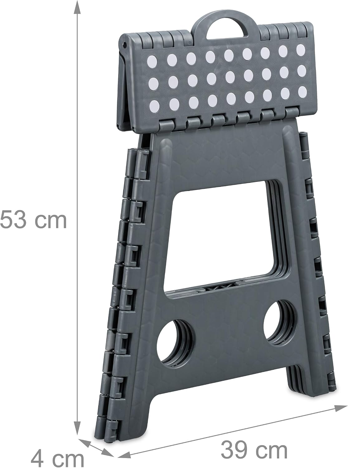 Relaxdays XL Folding, Portable, Large Bathroom Step Stool, for up to 120 kg, Plastic, 39.5 cm Tall, Grey, One Size