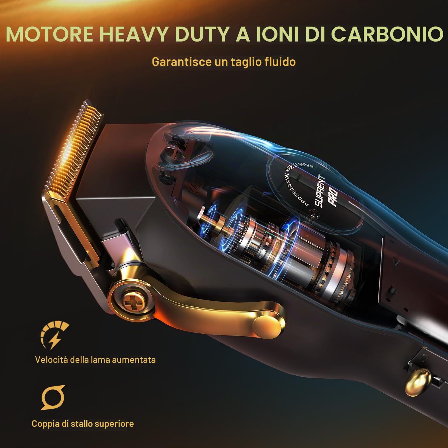 SUPRENT® Tagliacapelli professionale da uomo, kit di taglio di capelli e tagliacapelli a lama a T Zero Gap, set di trimmer per barbiere senza fili con display a LED (Nero)