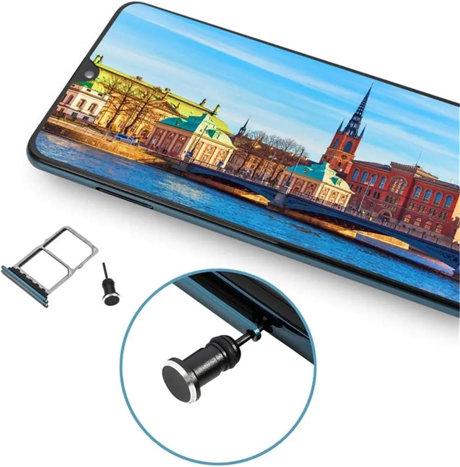 USB C Dust Plug 20set Metal Type-C Charger Port Anti Dust Plug Stopper Charging Earphone Hole Cap Cover(Blue)
