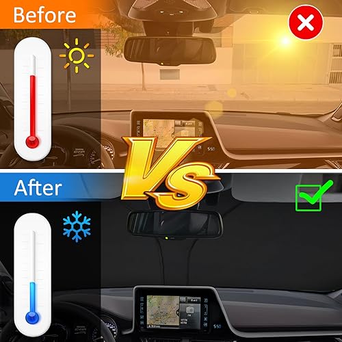 Miniatura 4 de D-Lumina Parasol para parabrisas delantero para to-yota CH-R 2018-2023, parasol plegable para ventana delantera para rayos UV y protección solar