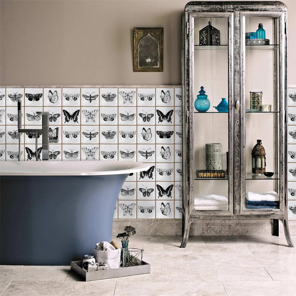 Tile Stickers， Self Adhesive Wall Tiles,DIY Peel and Stick Kitchen Transfers Covers for Bathroom10 PC(30 PC(15x15cm))