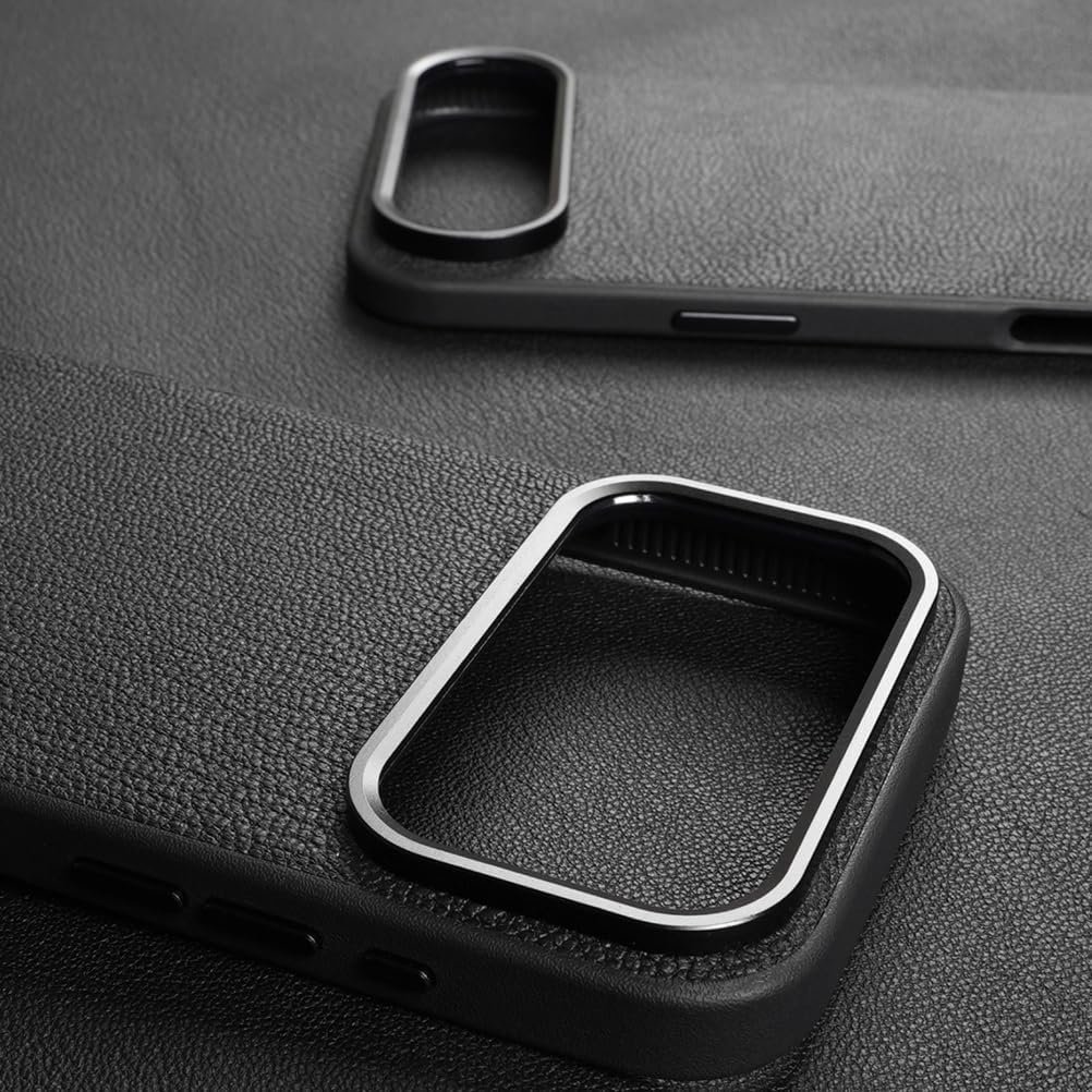 Noble Case for iPhone 17/17 Pro/17 Air/17 Pro Max, Luxury Genuine Leather Slim Wristband Magnetic Case Wireless Charging Shockproof Cover,17 Air,Black