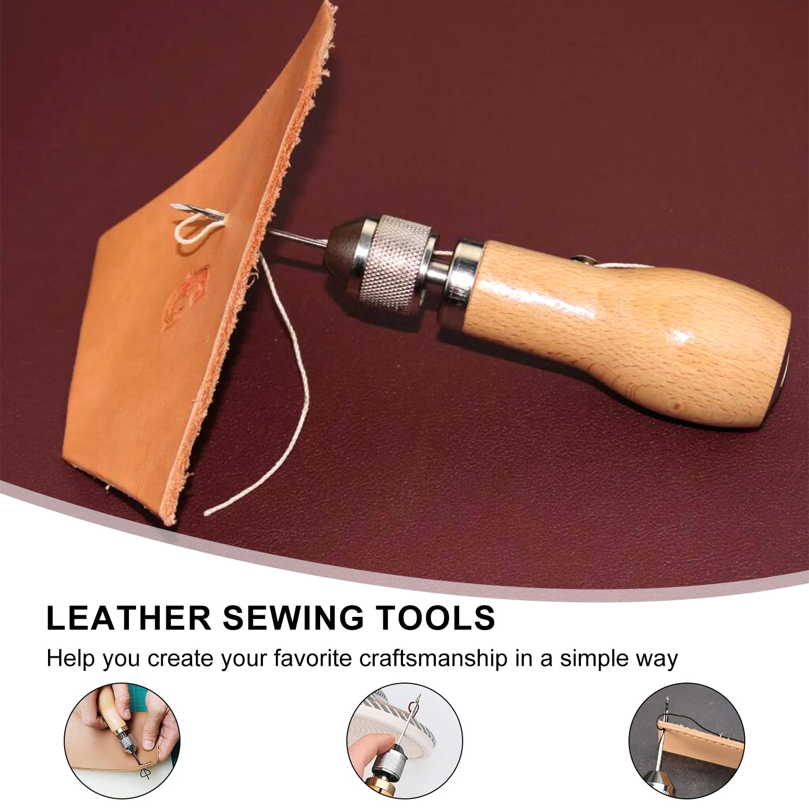 Leder Nähset 21-tlg. - Mit Ahle, Wachsfäden & Nadeln Für DIY Lederarbeiten