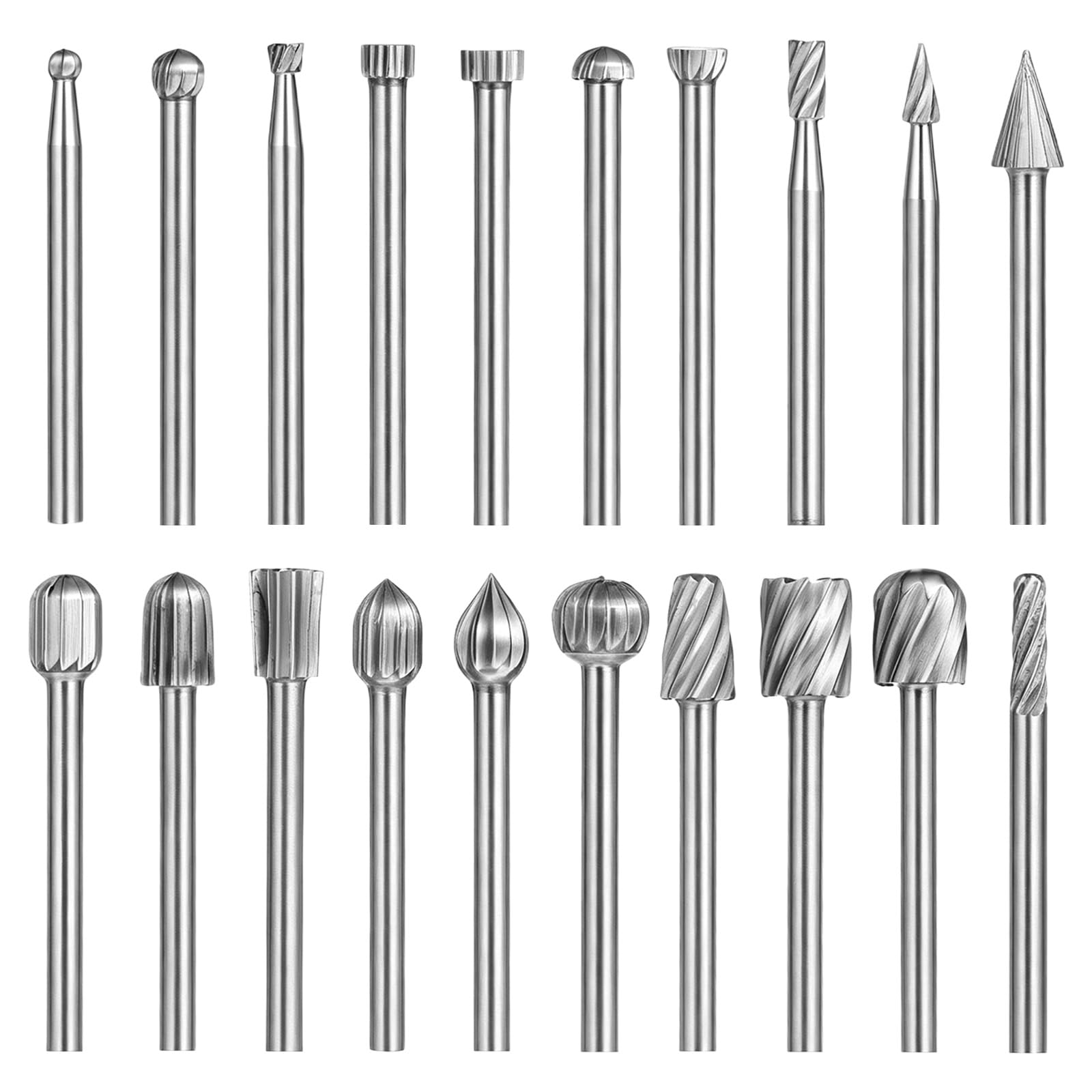 20 Pcs Wood Carving Bits Engraving Router Tools Drill Bit Set HSS Rotary Tool Accessories…