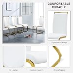 gopop Modern Dining Chairs Set of 4,High Back White Kitchen Chairs,Faux Leather Side Chair with Gold Plated Metal Legs,Easy to Clean Upholstered Dining Chairs,Ideal for Living Room(Gold Leg)