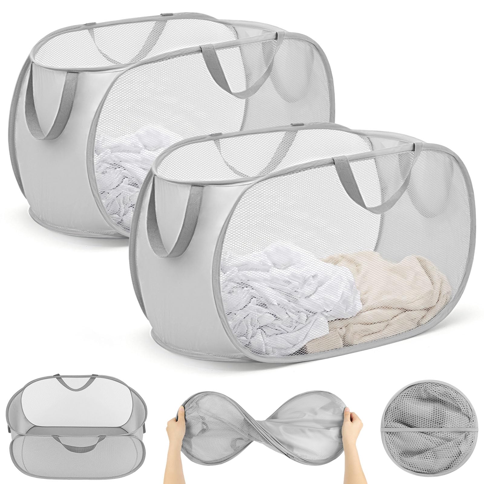 OSDUE 2PCS Collapsible Laundry Basket 75L Large Laundry Hamper