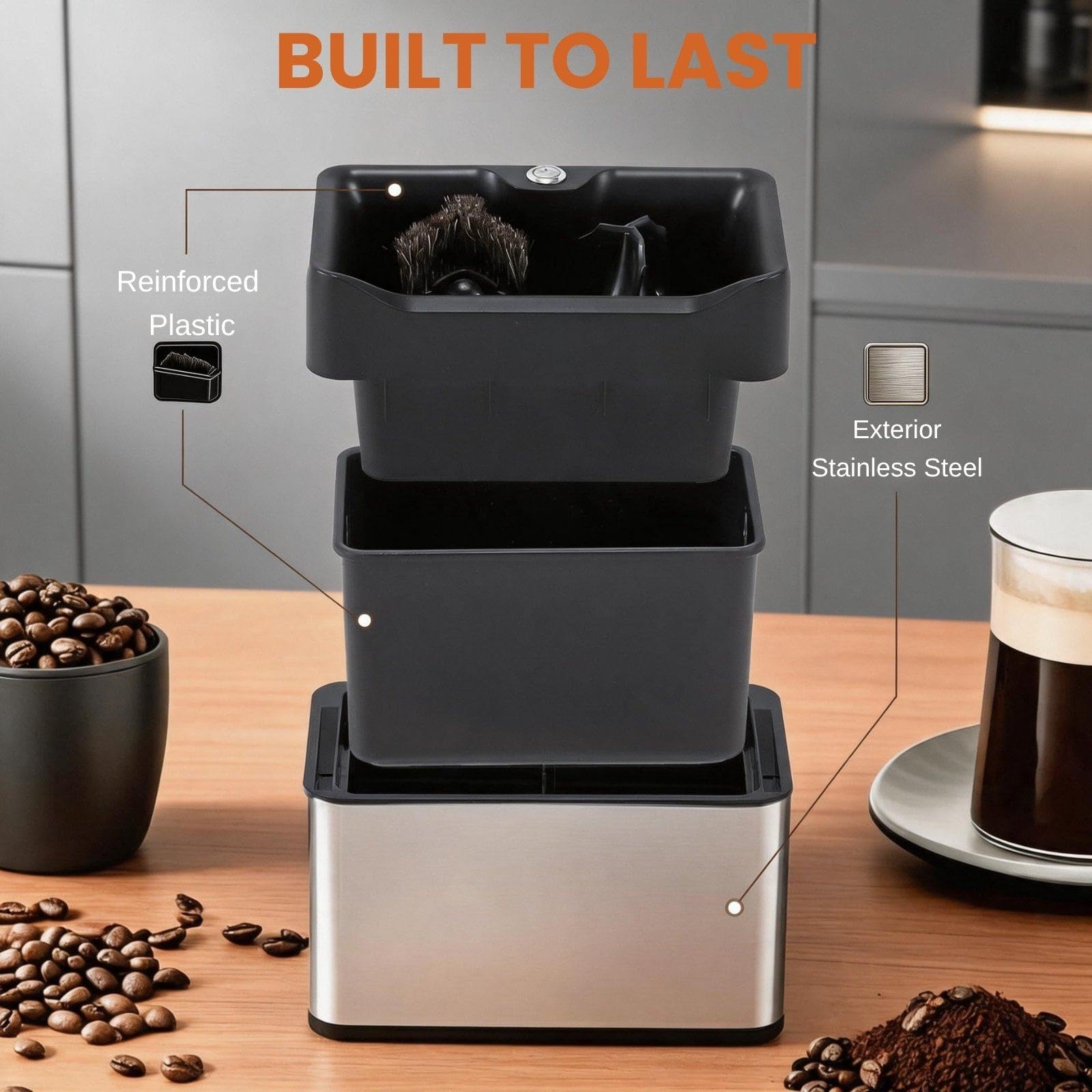 Macchina per la Pulizia dei Fondi di caffè – Pulitore Elettrico ad Alta capacità con 3 Raschietti e 3 modalità di Fissaggio (51mm e 58mm); Ideale per Bar e Uso Domestico White