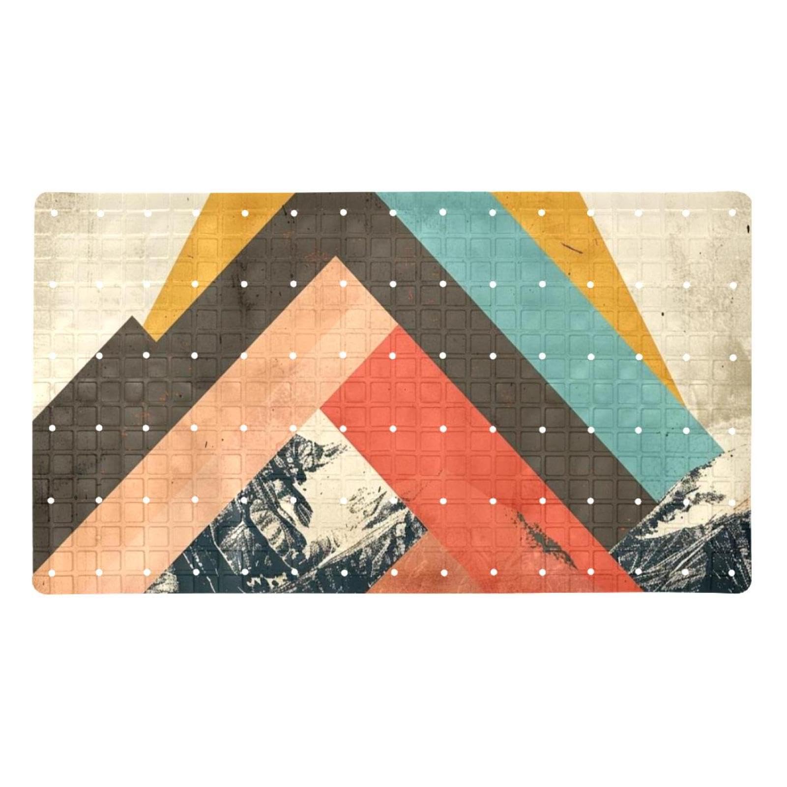 Tapis de bain antidérapant Art Colorful Triangle extra long pour toute la famille
