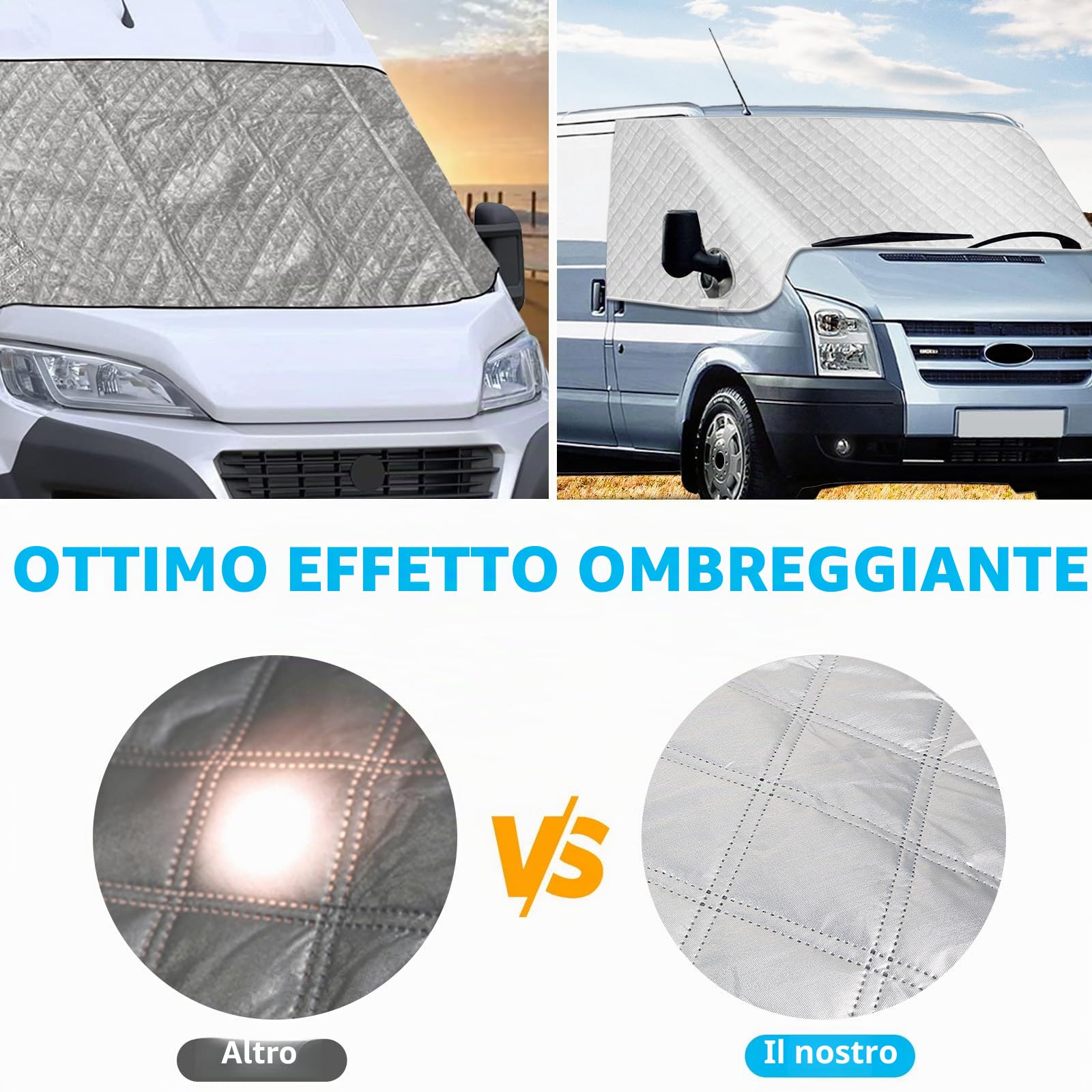 Copertura Parabrezza Auto Compatibile con Ford Transit MK7 2000-2014, Parasole per Finestrino Anteriore Copertura Termica Esterna per Parabrezza