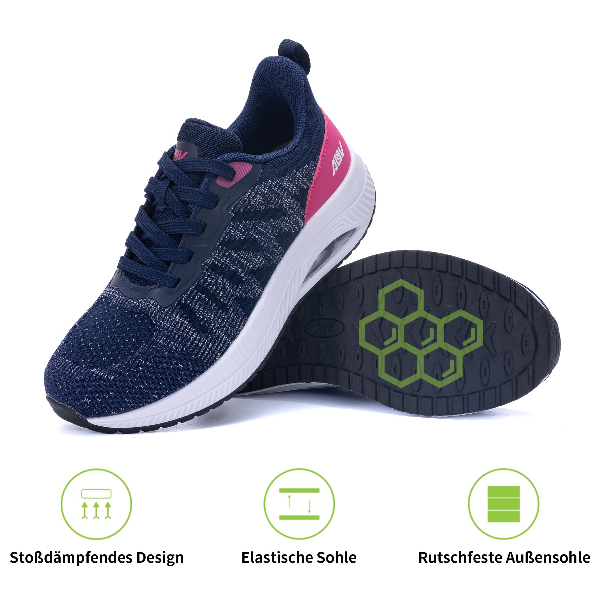 Quseek Zapatos ortopédicos para mujer, zapatos para caminar, cómodos, ligeros, transpirables, para fascitis plantar, pies planos EU35.5-42.5, rojo rosado, 40.5 EU