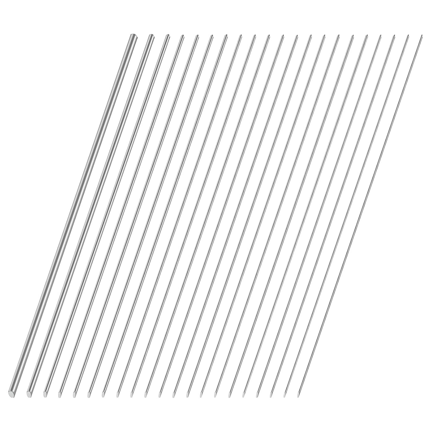 Swpeet 104Pcs 12 Sizes 0.3 mm, 0.4 mm, 0.5 mm, 0.6 mm, 0.8 mm, 1 mm, 1.2 mm, 1.4 mm, 1.6 mm, 1.8 mm, 2 mm, 3 mm 40cm-16 Length Stainless Steel Rods Sets