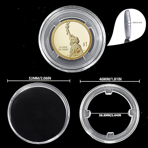 Miniatura 8 de Uncle Paul 6 cápsulas de monedas con juntas flotantes de 0.827 in  Soporte de almacenamiento profesional transparente para coleccionar monedas