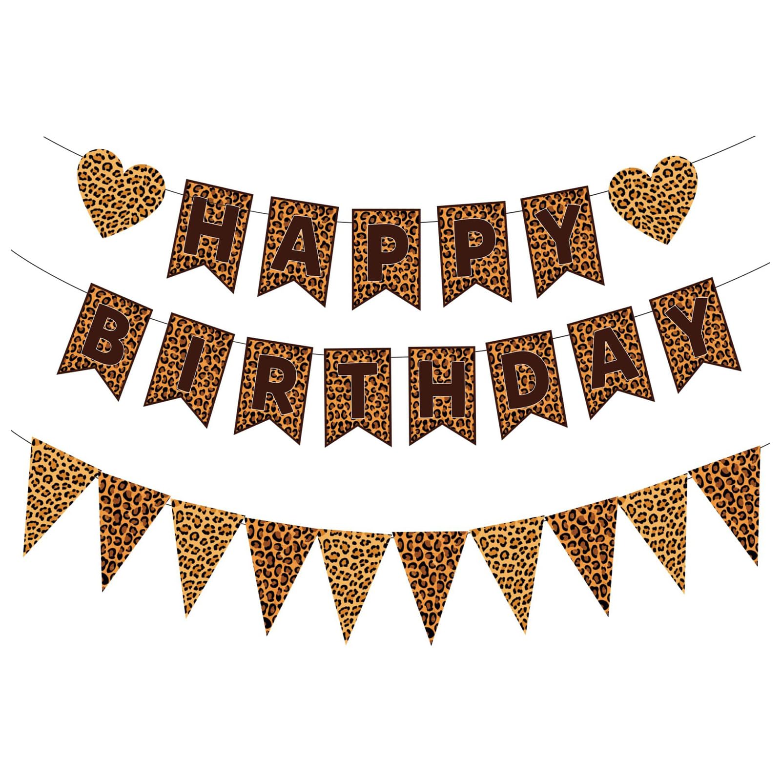 Exylosluxek Leopard Print Birthday Decorations, Leopard Print Party Decorations, Complete Birthday Banner Set for Themed Parties