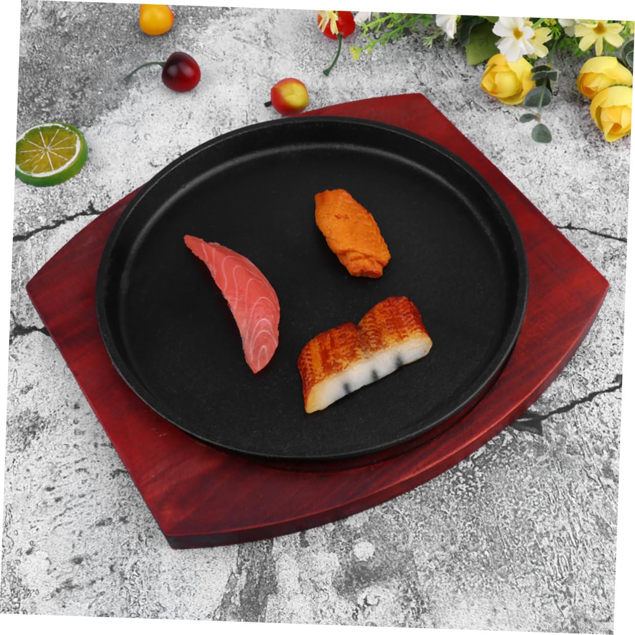SHOWERORO Piatto Per Barbecue 24cm Teglia Rotonda in Metallo Antiaderente Piastra Per Arrosti Teglia Per Bistecche Di Manzo Durevole Facile Da Pulire