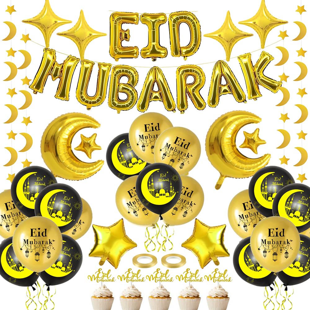 Guirlande Ramadan Mubarak - 8 Pièces Avec Lune, étoiles, Lanternes, Décoration Fête Musulmane