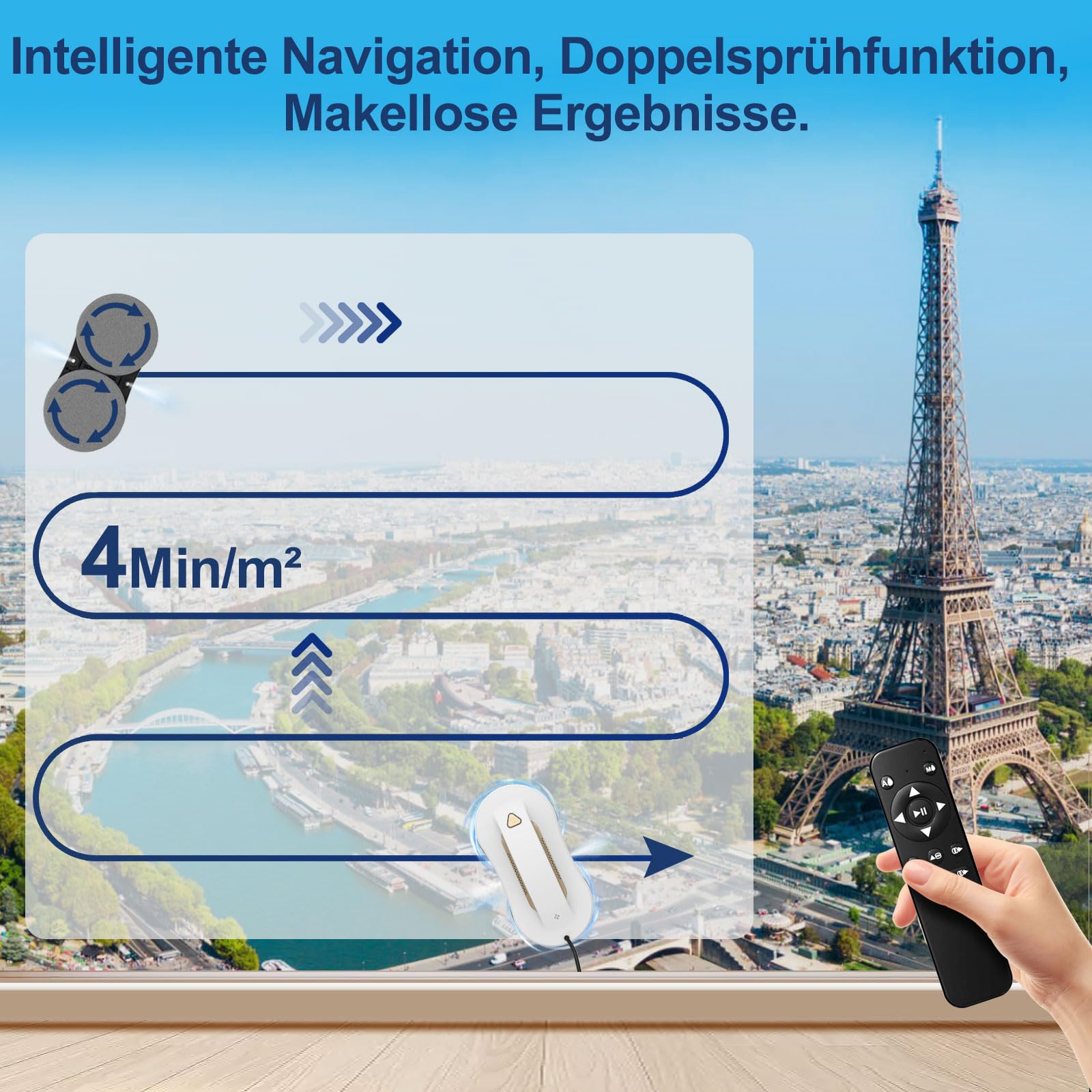 Fensterputzroboter mit KI-Navigation, Sprühfunktion und App-Steuerung