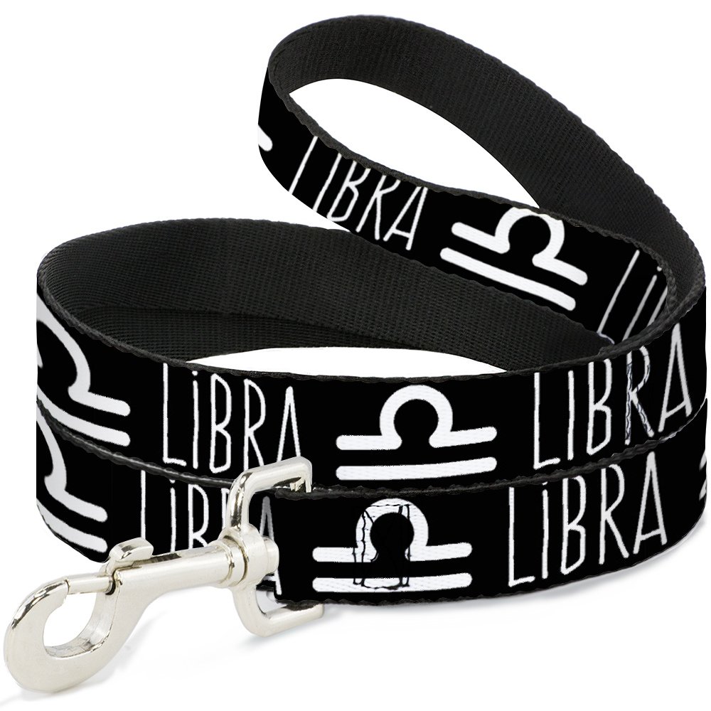 Laisse pour animal Buckle Down Zodiaque Libra noire et blanche de 6 pieds